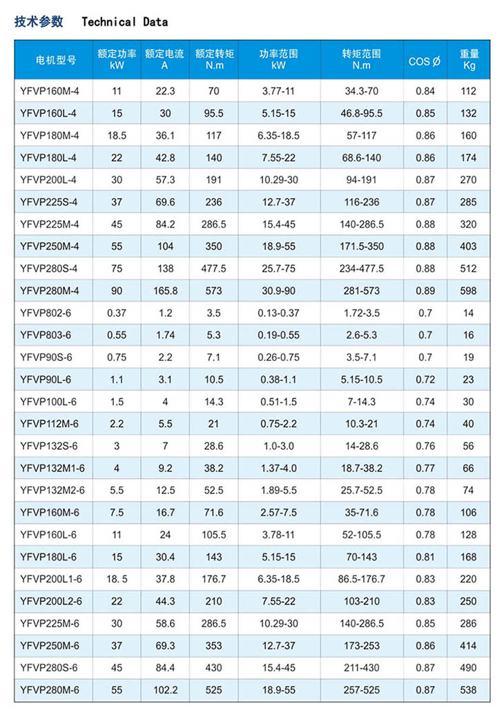 YFVP水泵類(lèi)變頻調(diào)速三相異步電動(dòng)機(jī)